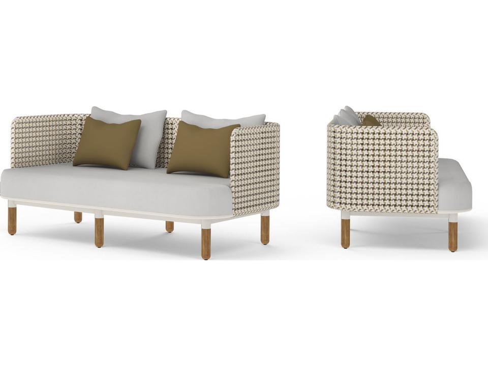 MamaGreen Daisy Mae Deep Seating Teak Wicker Outdoor Loveseat