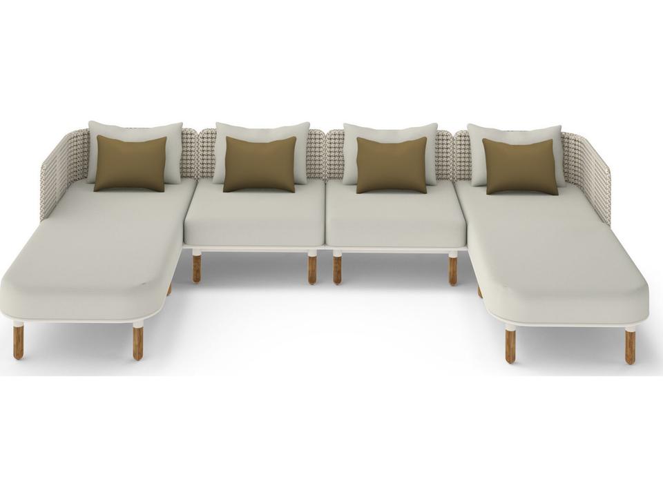 MamaGreen Daisy Mae Deep Seating Teak Wicker Sectional Outdoor Lounge Set