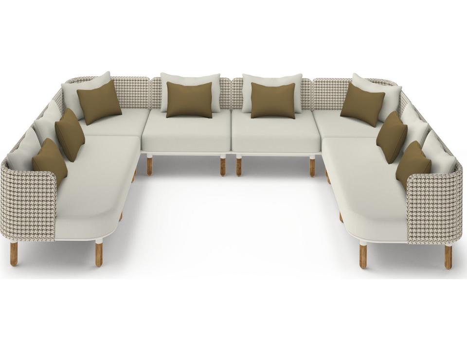 MamaGreen Daisy Mae Deep Seating Teak Wicker Sectional Outdoor Patio Lounge Set