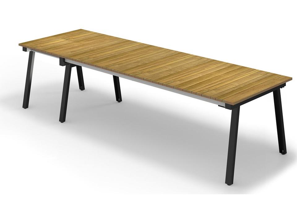 Maxximus Steel Extendable Rectangular Teak Top Dining Table
