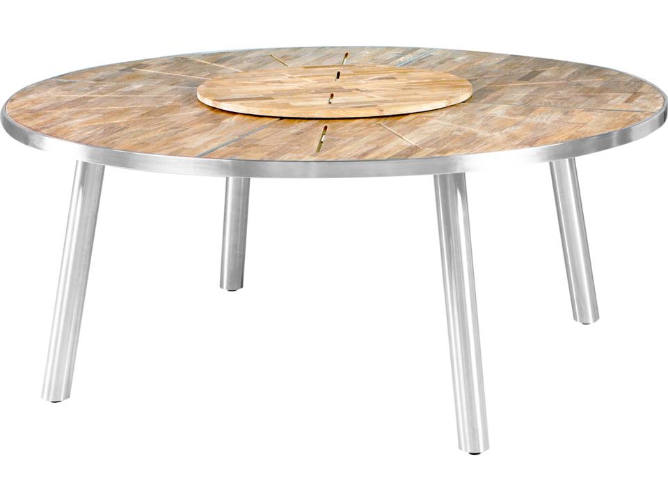 Meika Steel 71-Inch Round Dining Table with Rotating Tray