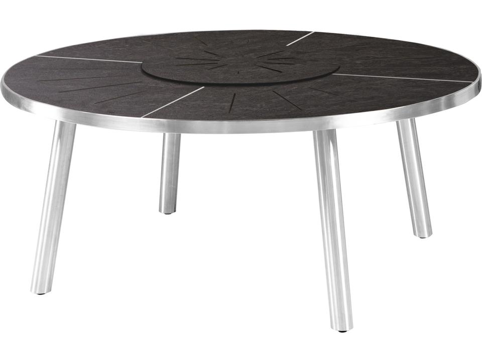 Meika 71-Inch Round Dining Table with HPL Top and Rotating Tray