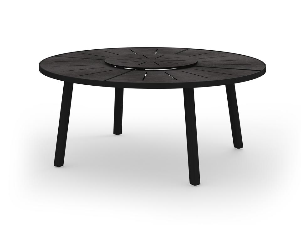 Meika 71-Inch Round Outdoor Dining Table with Rotating Tray