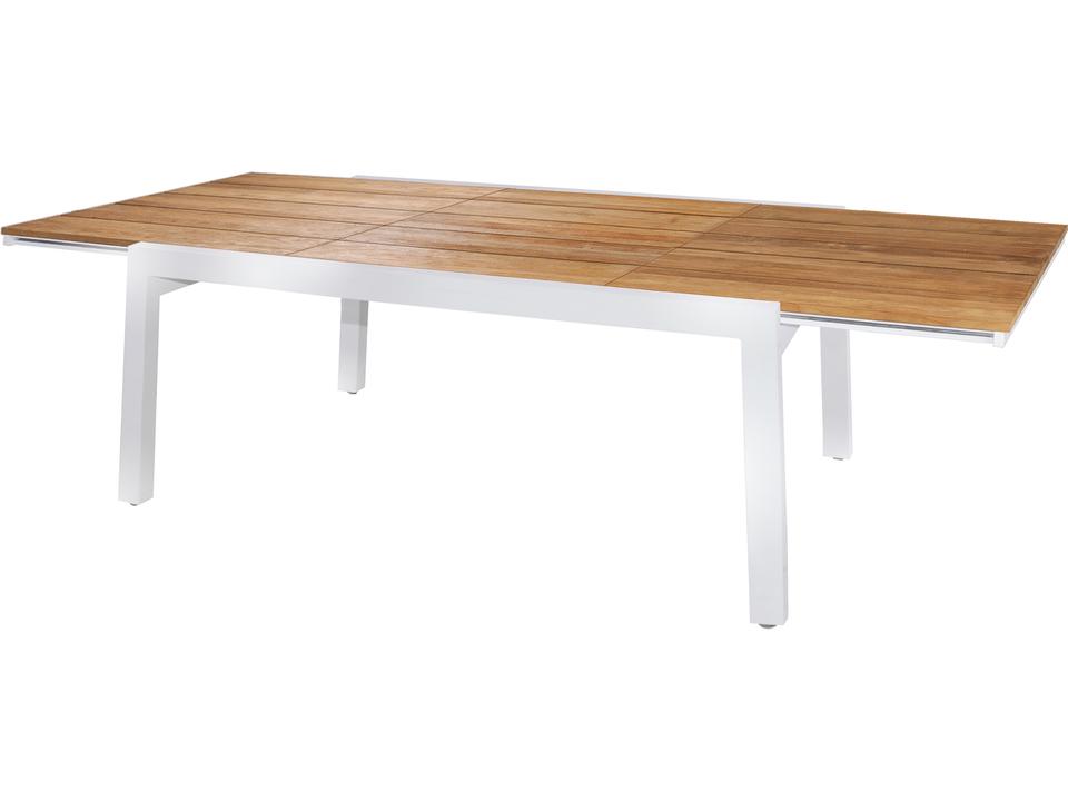 Baia Stainless Steel Recycled Teak Extendable Rectangular Dining Table