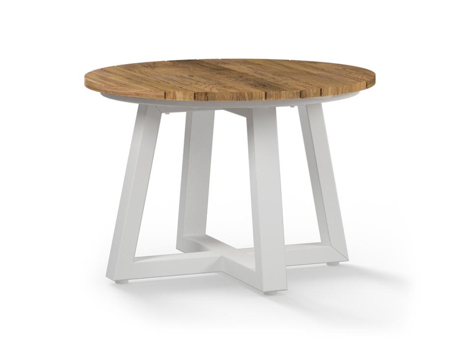 Mono Round Aluminum Chat Table with Teak Top
