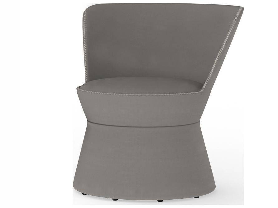 Stizzy Faux Leather Swivel Outdoor Accent Chair in Grey Taupe