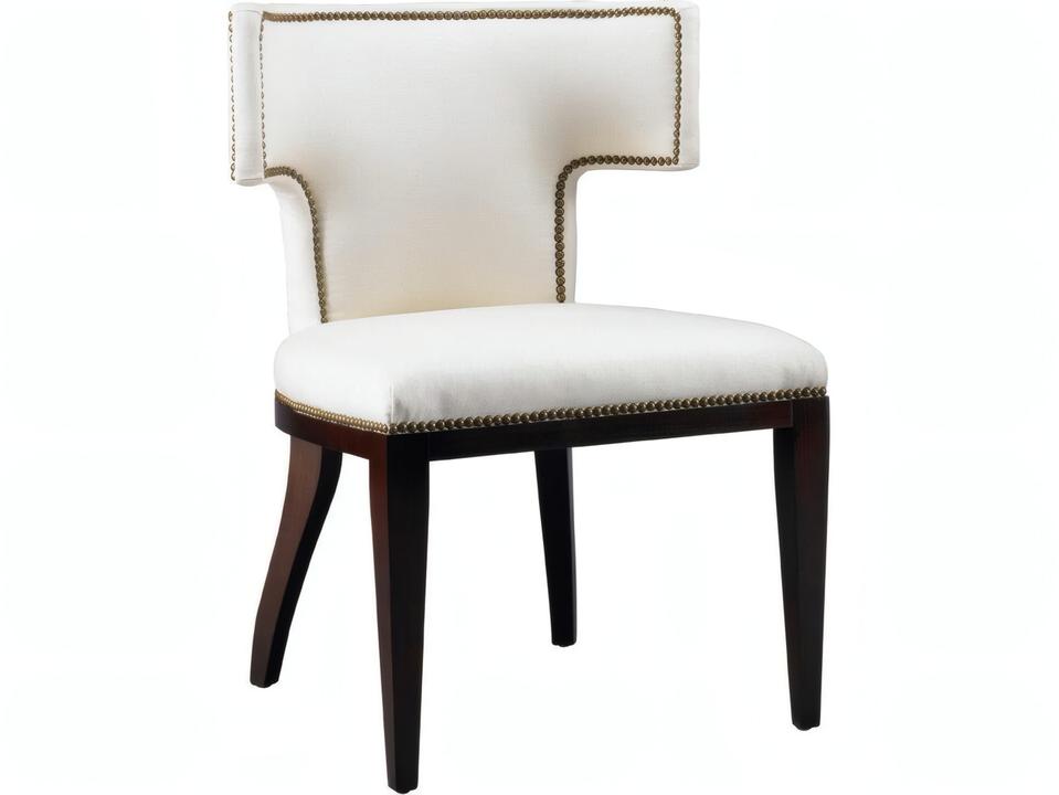 Klismos Upholstered Armless Dining Chair with Nailhead Trim