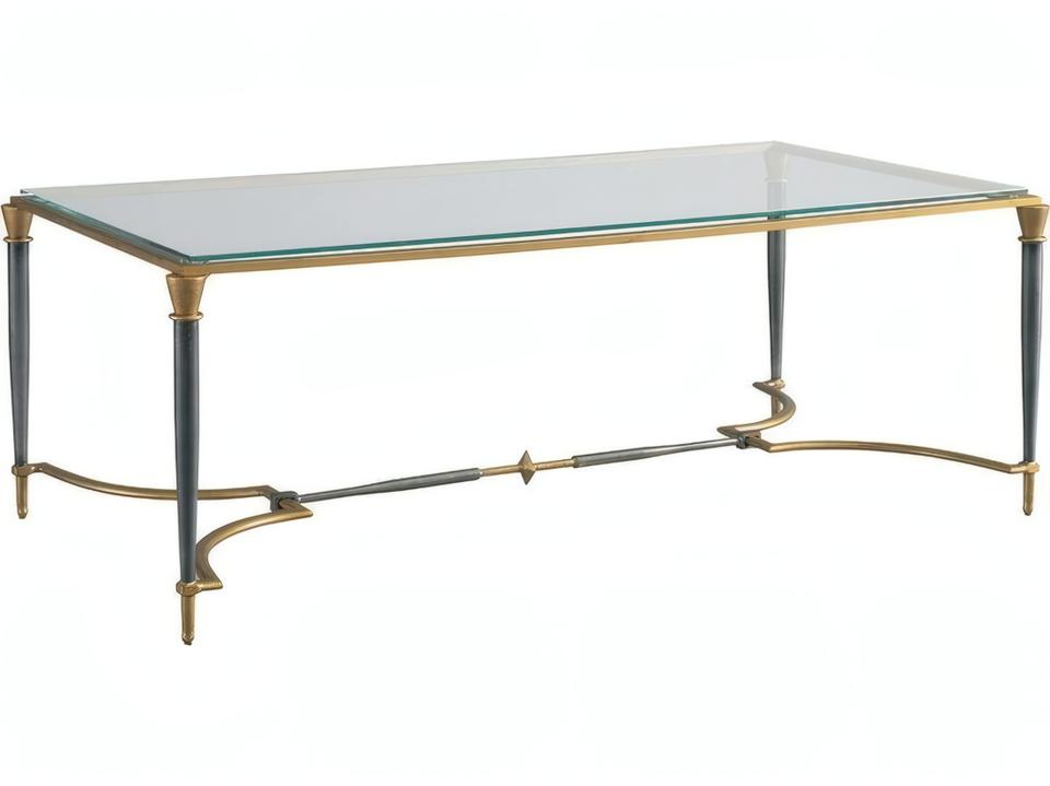 Josef Rectangular Glass Coffee Table with Patinated Steel Base