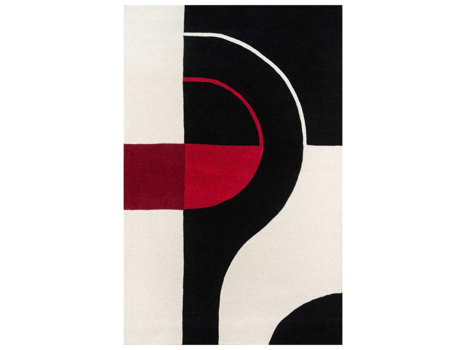 Delhi Geometric Hand-Tufted Wool Area Rug in Black