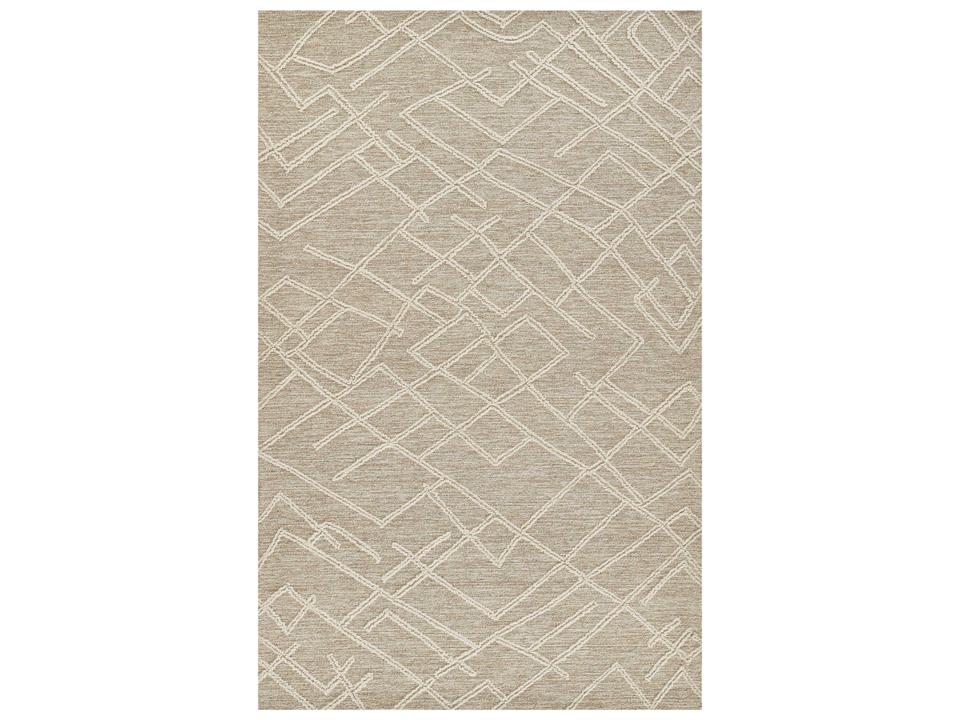 Everett Geometric Hand Tufted Wool Area Rug Natural
