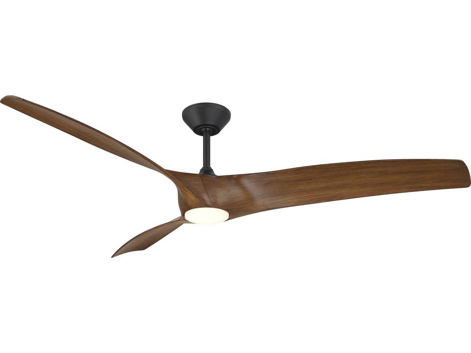 Zephyr 72 Inch Smart Ceiling Fan in Matte Black and Distressed Koa