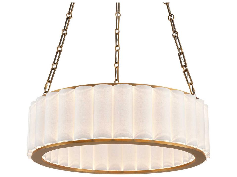Poplin 1-Light Electroplated Aged Brass Drum Pendant