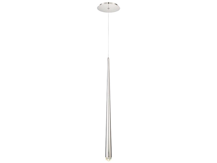 Cascade 1-Light Polished Nickel Crystal LED Mini Pendant