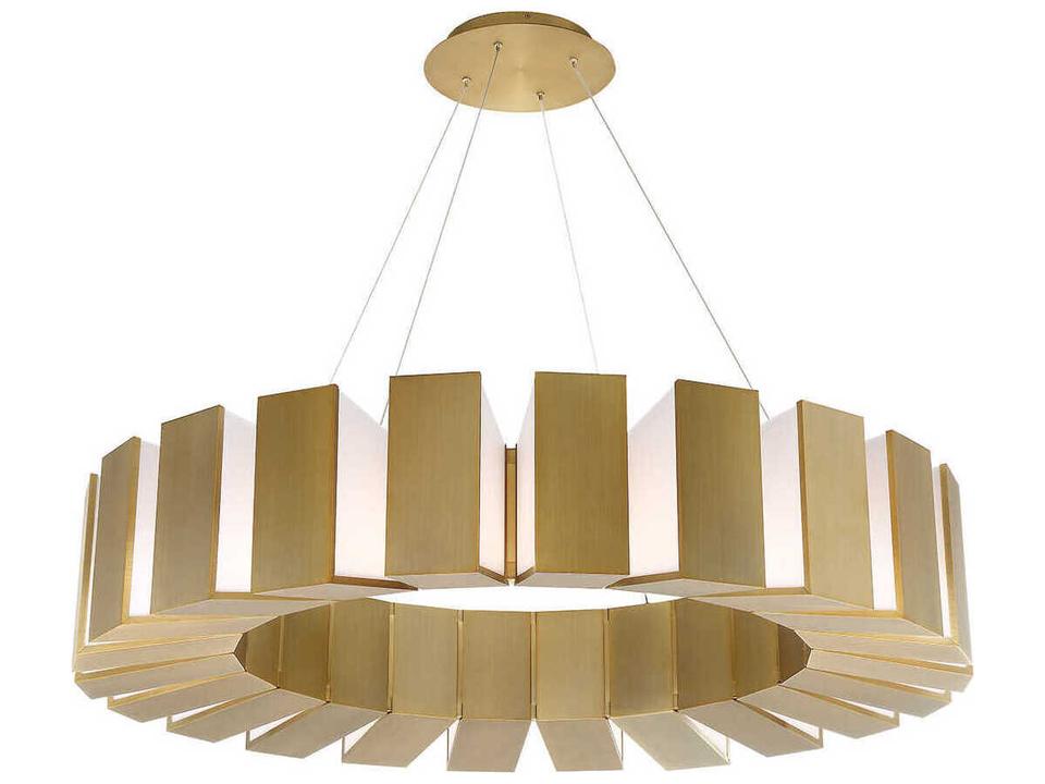 Chronos LED Chandelier 50 Inch Sculptural Aged Brass