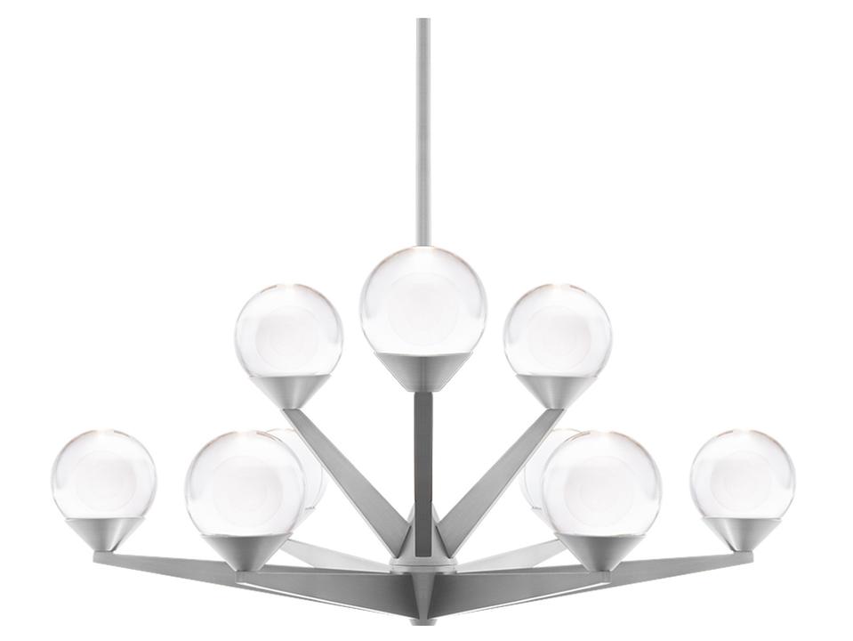 Double Bubble 9-Light Satin Nickel Glass LED Globe Tiered Chandelier