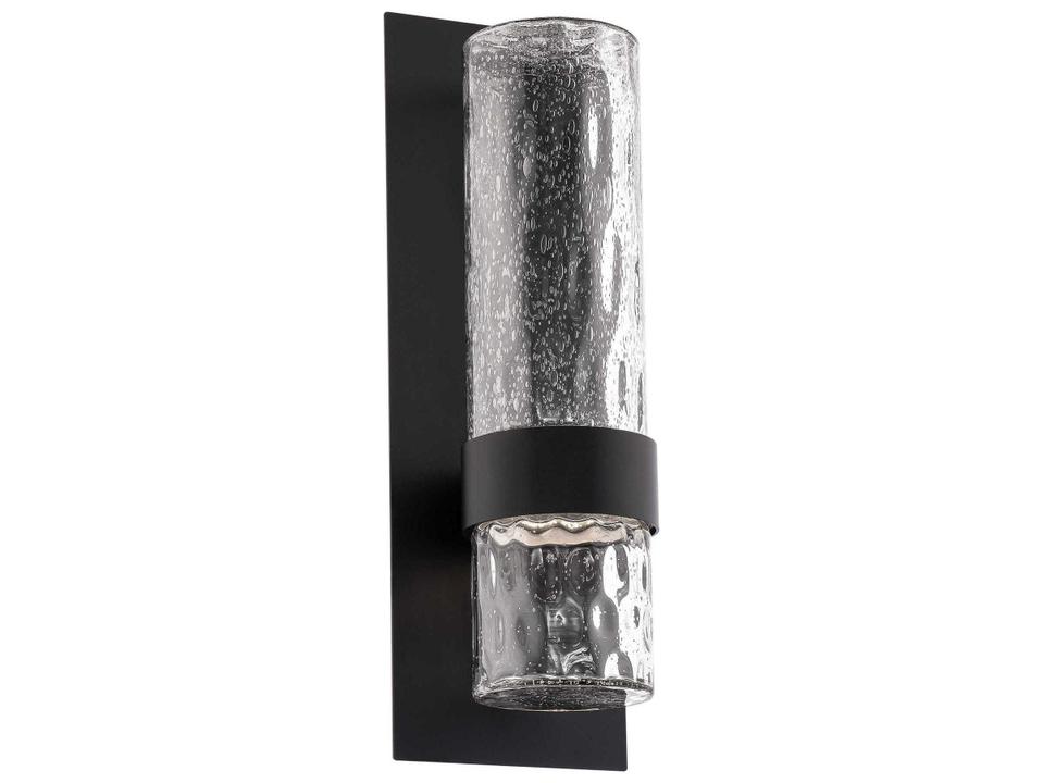 Beacon 18 Inch LED Outdoor Wall Sconce in Black and Seeded Glass