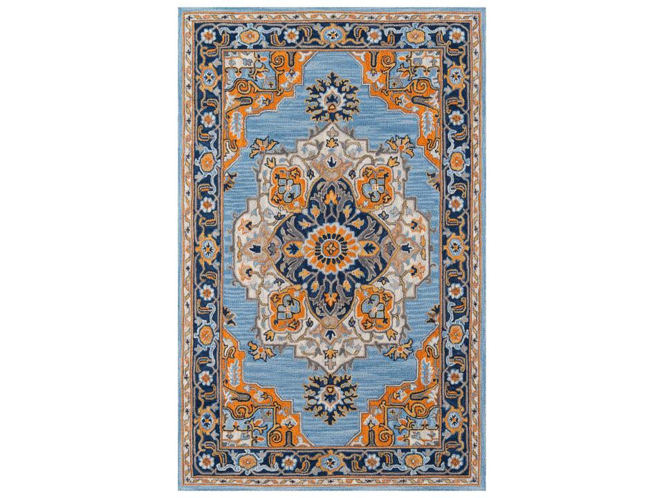 Ibiza Hand-Tufted Wool Area Rug with Bordered Medallion Pattern