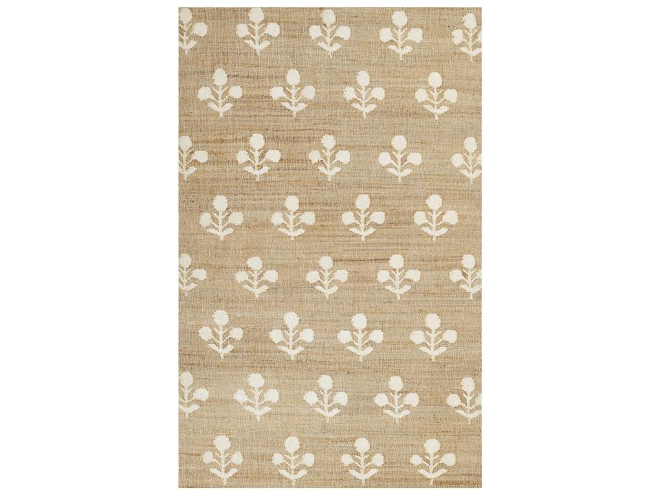 Orchard Bloom Handwoven Jute Wool Area Rug in Natural