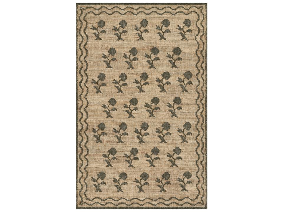 Orchard Collection Hand-Woven Jute Wool Bordered Area Rug