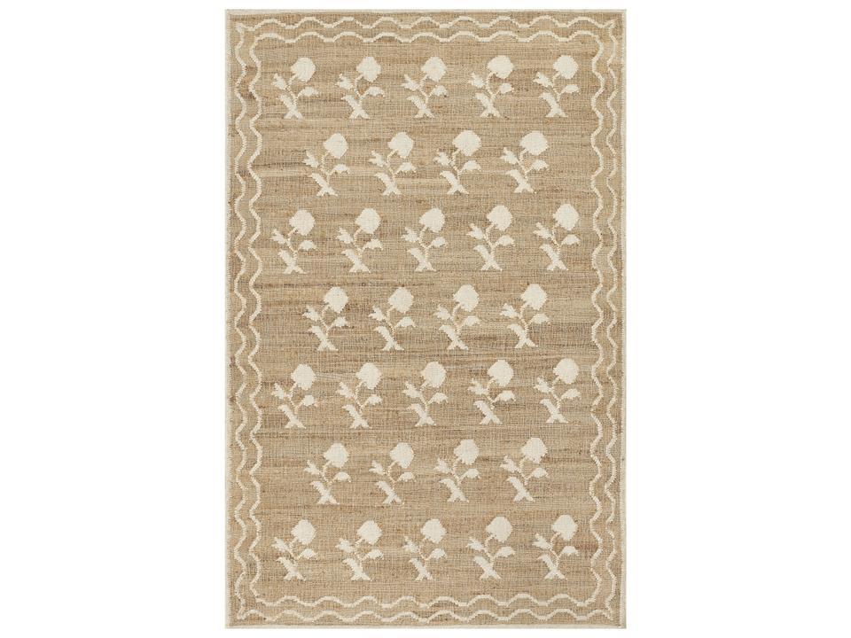 Orchard Handwoven Jute Wool Area Rug Bordered Pattern