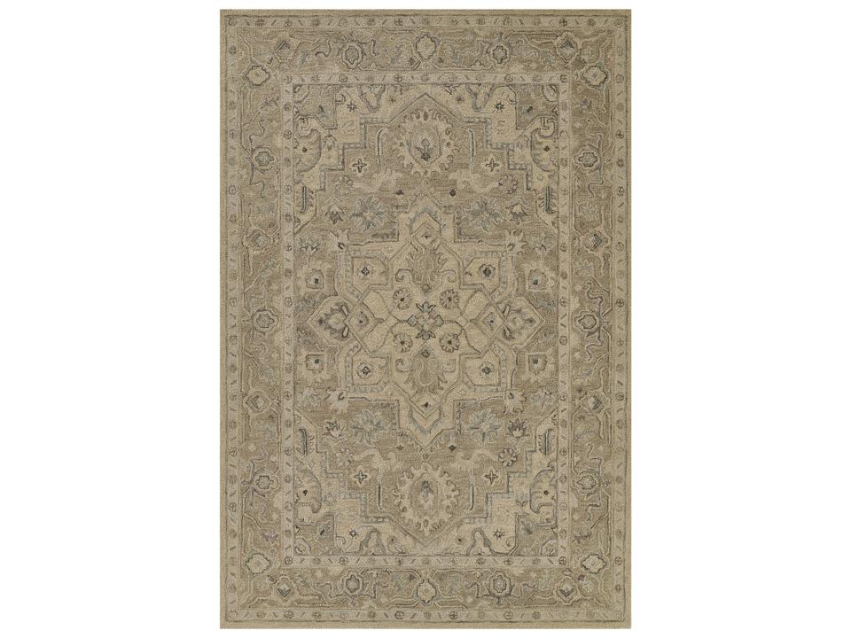 Pasha Bordered Medallion Area Rug in Taupe