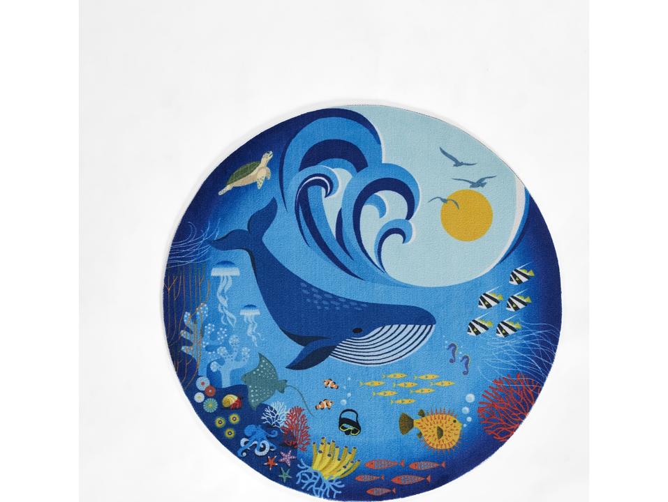 Playground Graphic Area Rug for Kids in Blue Underwater Design