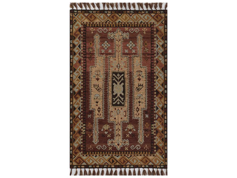 Tahoe Hand Tufted Wool Area Rug in Terra Cotta with Southwestern Geometric Pattern
