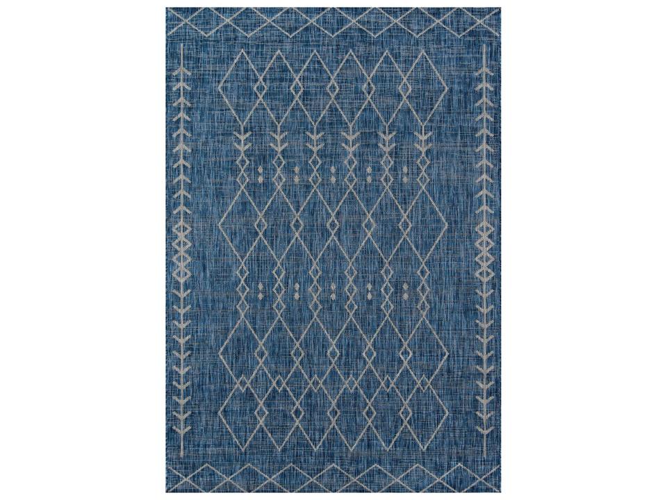 Villa Geometric Indoor Outdoor Area Rug in Blue