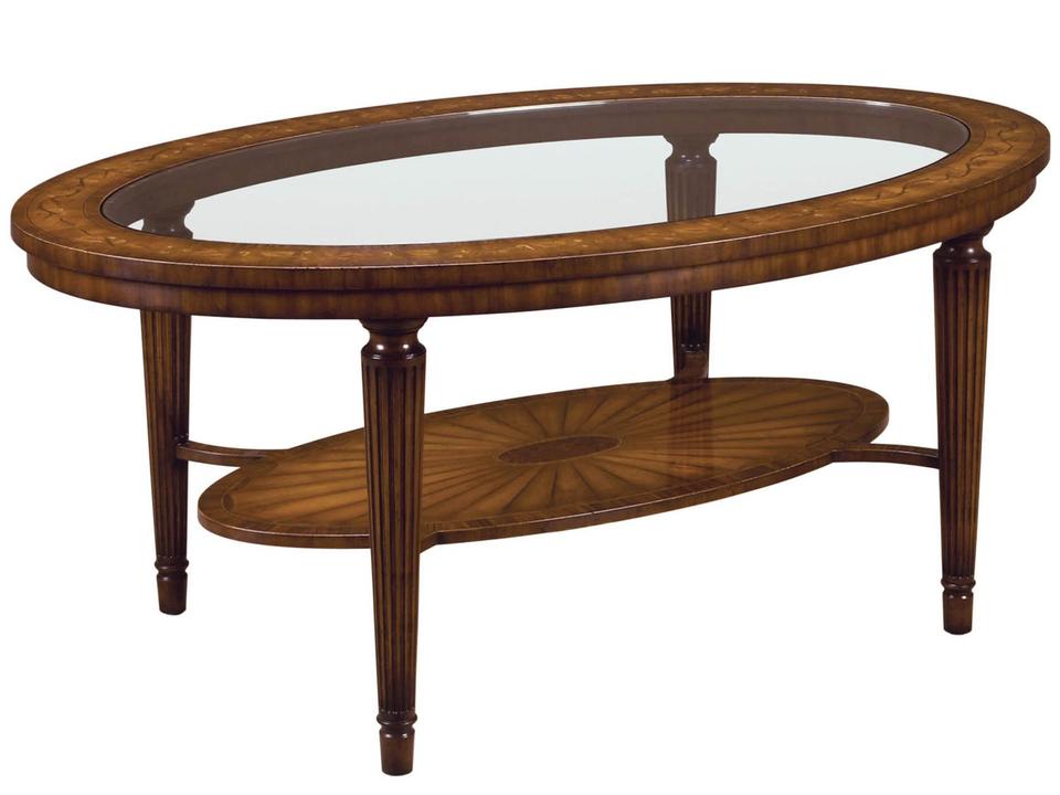 Marquetry Oval Coffee Table in Aged Regency Finish
