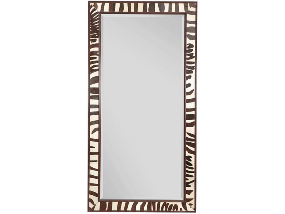 Safari Rectangular Floor Mirror Ebony Faux Zebra Hair on Hide