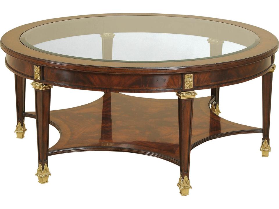 Senary Square Cocktail Table in Corsair Mahogany with Glass Top