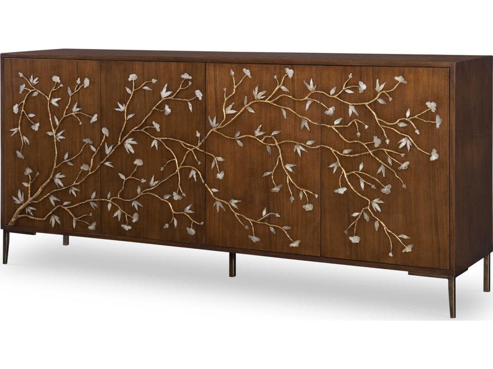 Arbor Bleach Walnut Chiffonier with Capiz Shell and Brass Accents