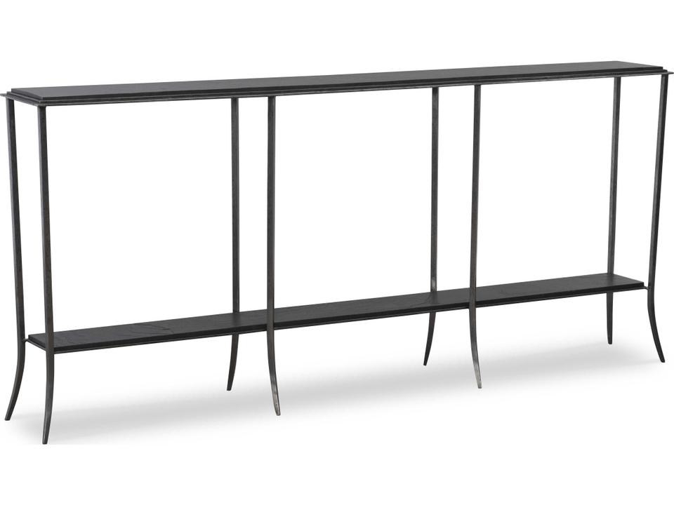Elan Rectangular Console Table with Dark Scagliola Top and Metal Frame