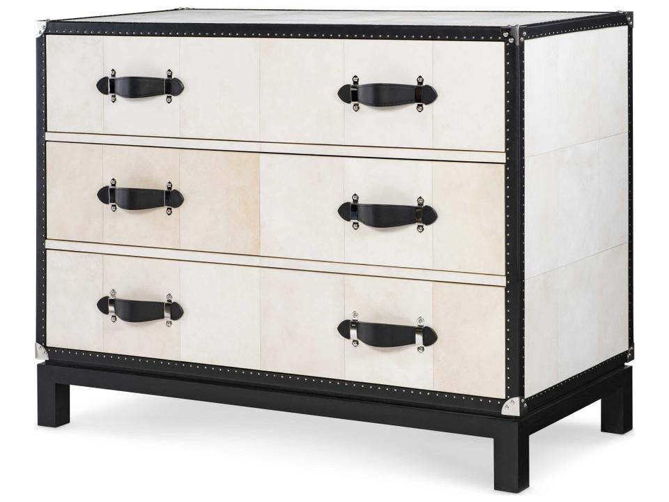 Hawkins Real Vellum Accent Chest with Black Leather Details