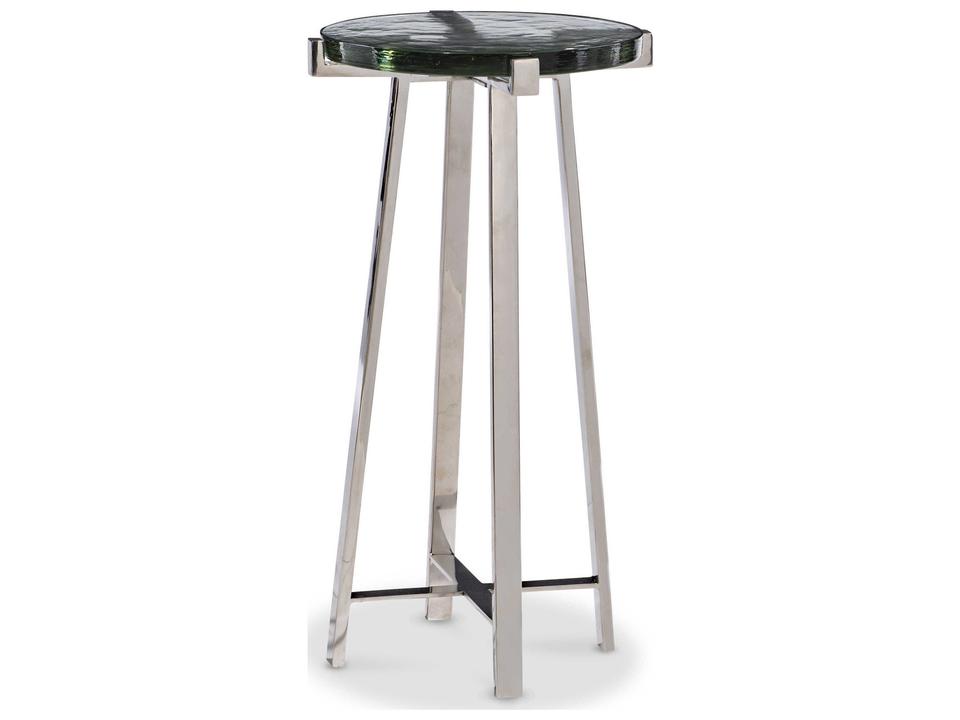 Dex Square End Table with Slump Glass Top and Polished Nickel Base