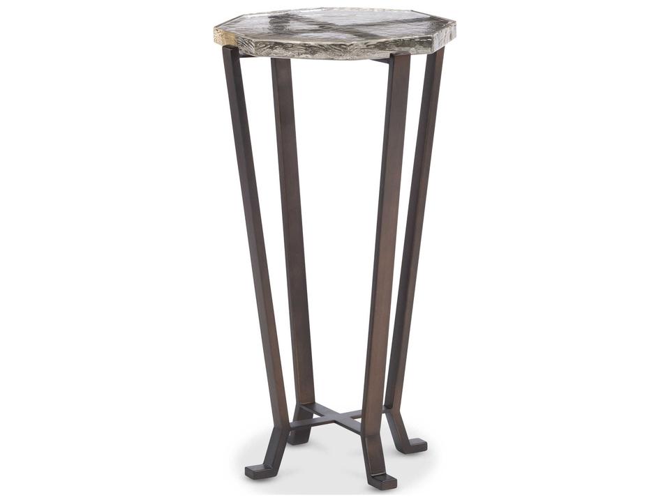 Dale Octagon Glass End Table with Oiled Bronze Base