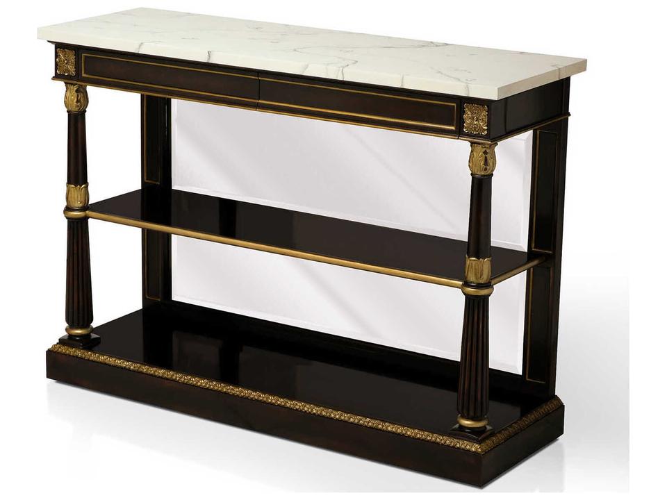 Eclipse Rectangular Faux Ivory Marble Ebonized Console Table