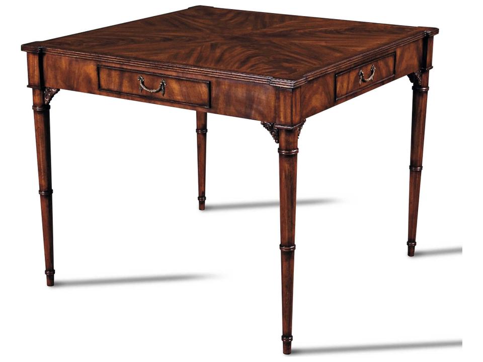 Stewart Card Game Table in Brown Mahogany with Starburst Veneer