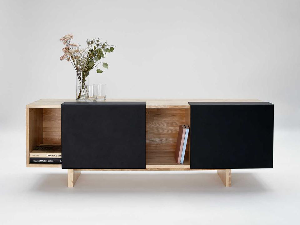 Rectangular Wood Ash Matte Black Console Table