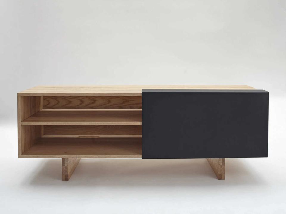 58" Ash Wood Matte Black Media Console