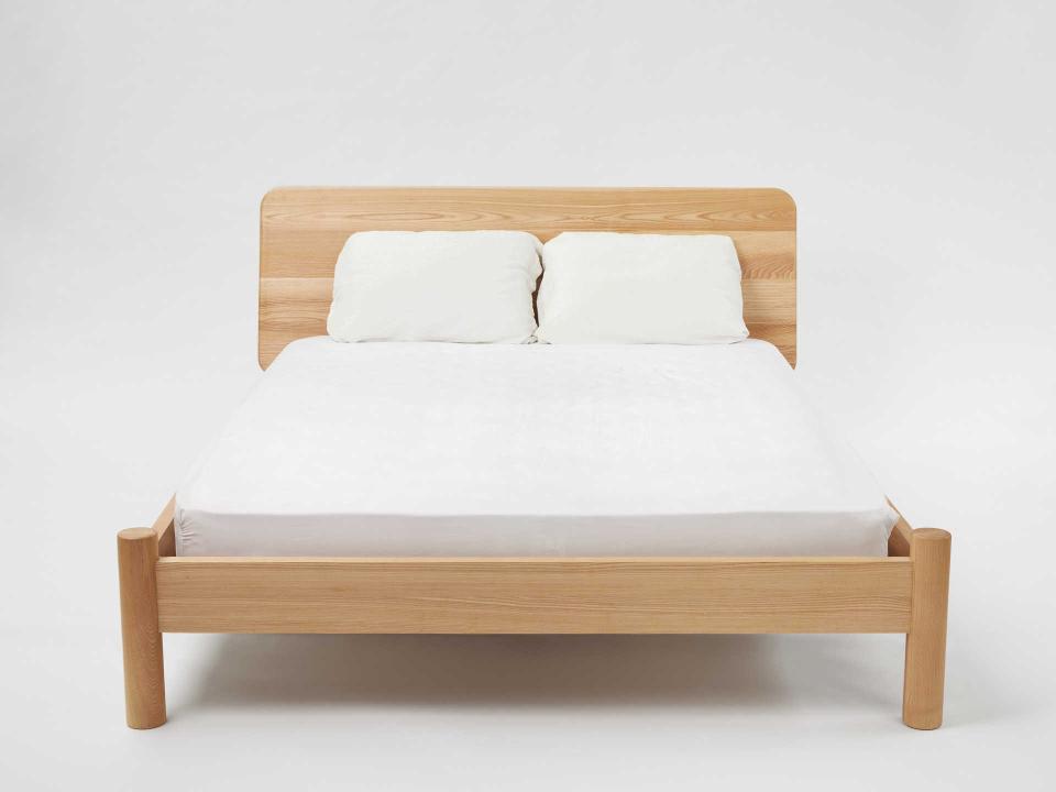 Brown Ash Wood King Platform Bed