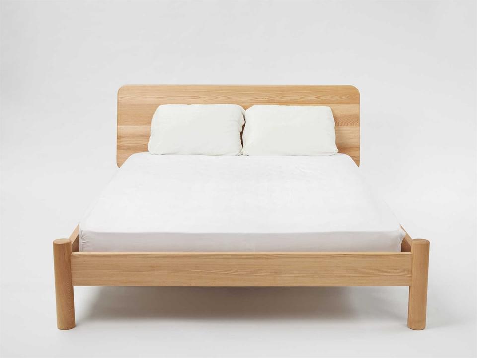 Brown Ash Wood Queen Platform Bed
