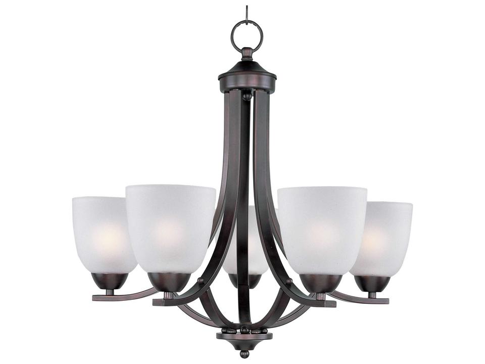 Axis 5-Light Chandelier in Oil Rubbed Bronze with Frosted Glass