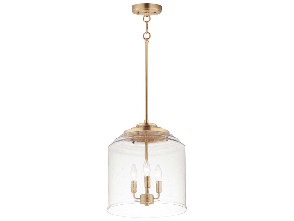 Acadia 3-Light Heritage Brass Glass Candelabra Chandelier
