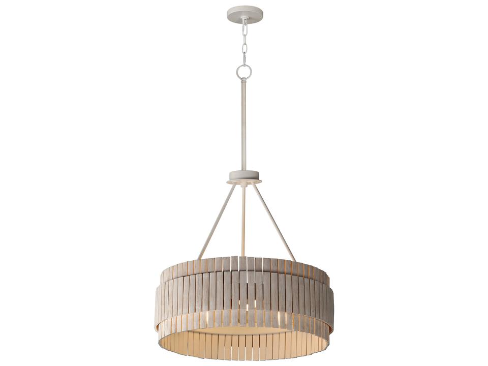 Satori 3-Light Ecru Wood Drum Chandelier