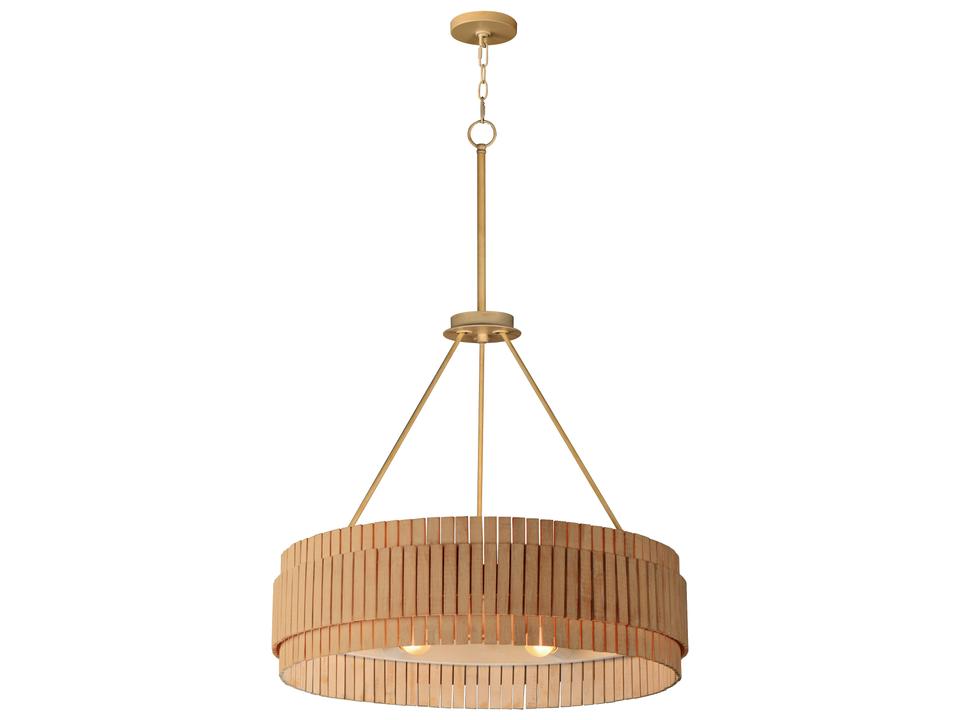 Satori 6-Light Natural Aged Brass Bamboo Drum Chandelier