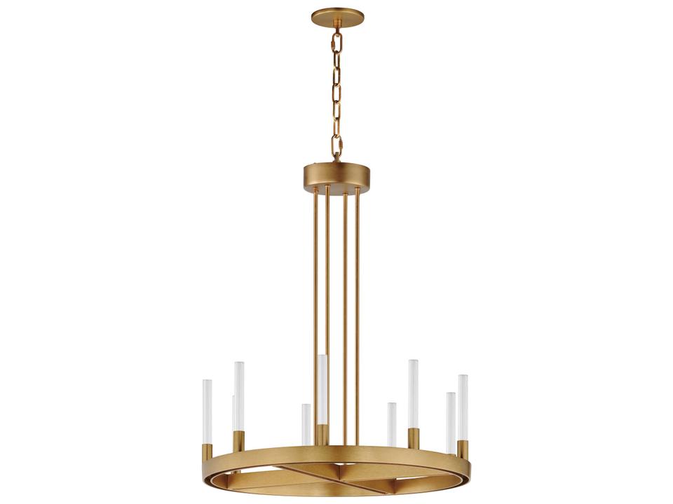 Ovation 9-Light Gold LED Chandelier with Ribbed Glass