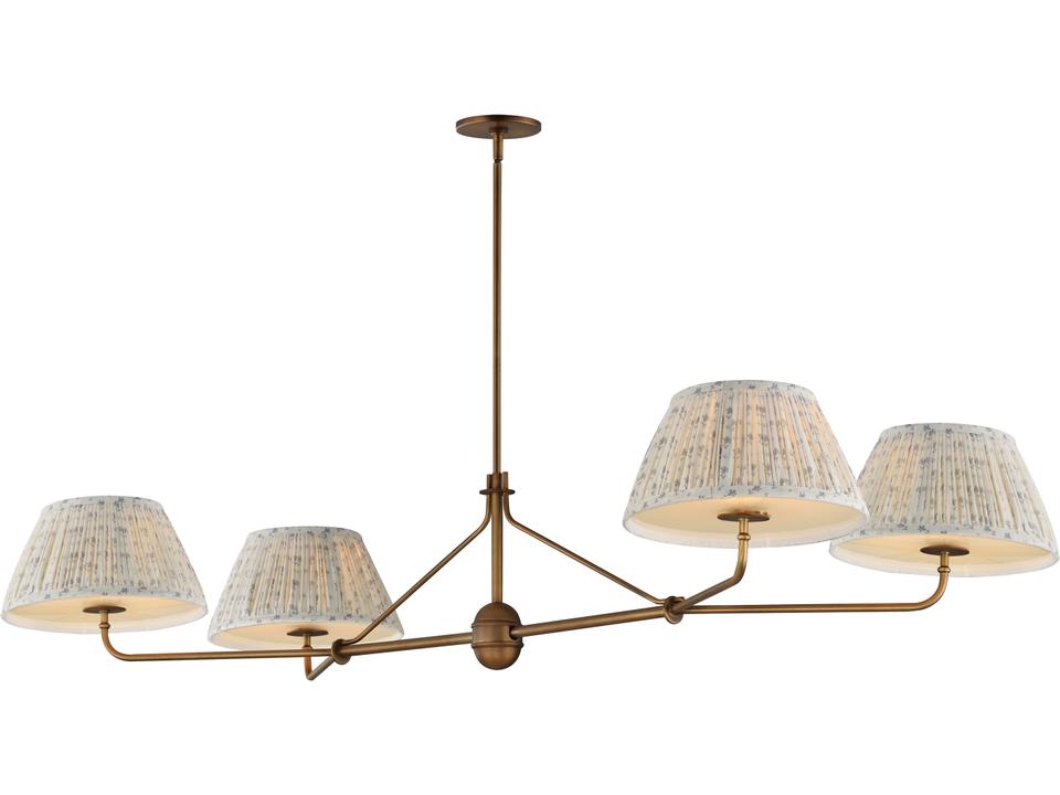 4-Light Dunbridge Linear Chandelier in Weathered Brass