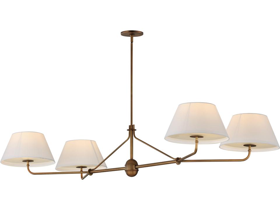 Dunbridge 4-Light Linear Chandelier in Weathered Brass