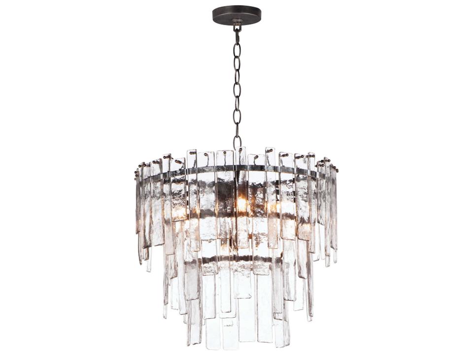 Warren 9-Light Tiered Chandelier in Dark Bronze with Artisan Glass